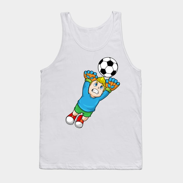 Boy as Goalkeeper with Soccer ball Tank Top by Markus Schnabel